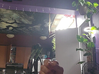close up of big cock lubed up being stroked till it cum