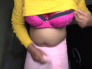 big boobs crossdresser showing bra amd masterbating