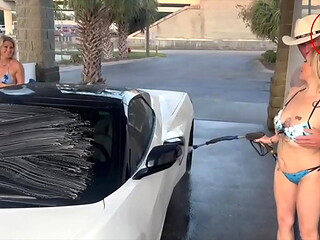 Kora Bell, Angel Minx and Duchess Coco Suck and Fuck Jasper Woodcock in a Public Carwash