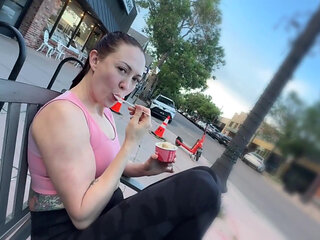 Cumshot on the Roof of Cafe Tinder Date Ends by