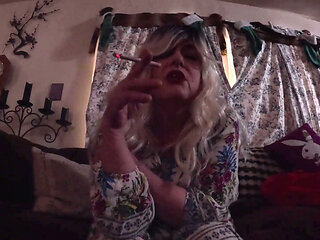 Cheryl's Smoke Break Thinking About Your Cock