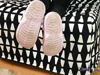 Worn-out Pink Clogs & Dirty White Socks - Sweaty & Used!