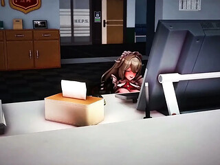 Animated Japanese office babe gets it on with her boss