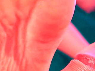 Footjob with Big Ass Teasing and POV - Latina with Big Butt Cheeks and Red Pedicure