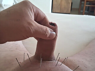Needles and handjob with ejaculation