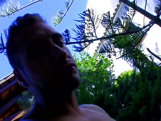 Busty blonde babe pounded by the pool