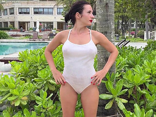 Outdoor Pee in Cotton See-through Bodysuit
