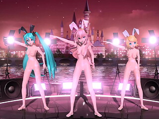 Hatsune Miku, Rin, Luka Pomp and Circumstances Project diva Nude Mod Full Nude Bunny costume