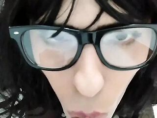 Sissy Schoolgirl Dildo oral training and cum swallow