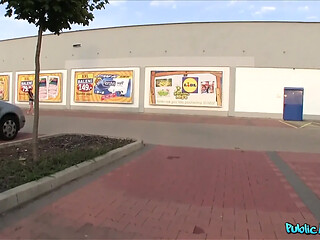 Cute Brunette Mona Qinu Gets Lured into Outdoor Public Sex & Parking Lot Blowjob