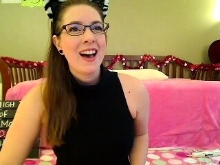 Kinky brunette wears stockings and masturbates rough