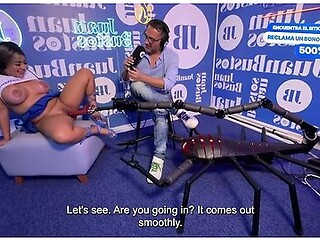 Blonde Latina Test Drive Sybian and Sex Machine During Podcast Session
