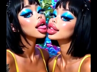 30sec AI Animation: Beautiful women kissing