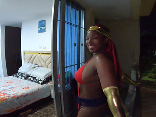I Constantly Heard Someone on the Balcony Surprisingly a Sexy Black Wonder Woman Gave Her Pretty Ass a Tour of My Home