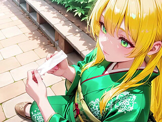 Lazy Japanese Corridor Morning, She Breathes Heavy Touching Her Chest with a Hazy Gaze Waiting for Your Touch
