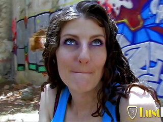 Curly Hair and Big Floppy Tits Teen Sabrina Deep Fucked Outdoors