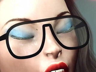Cyber disco sex. A sexy nerdy girl in cuffs gets fucked by a disco man