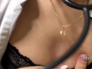 Deepthroat and cum swallowing with fake doctor blonde milf