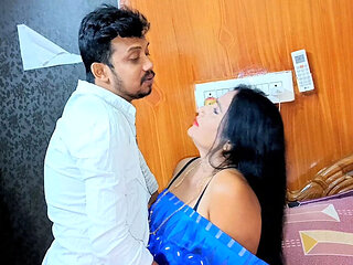 Hot Indian Boy Fucks Step Mom in Bedroom While She's Working