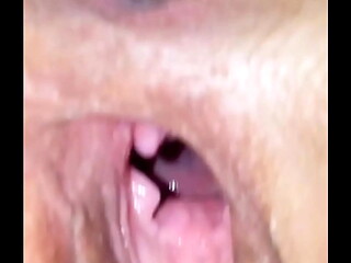 Gaping pussy looking into her cervix
