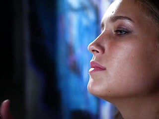 Brunette Russian Smokes While Teasing in Moody Studio