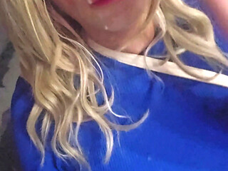 Sissy has to walk home with a huge load of cum of her face, humiliating cumwalk