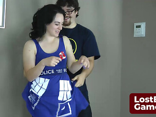 A Strip Darts game results in a blowjob and fucking