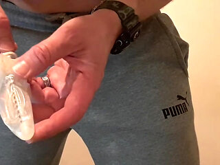 Found this used condom in park - saved it & loaded my hole with the cum