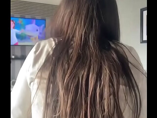 Fucked her ass messy hair and still sitting on my cock