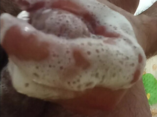 Hairy big in soap, very close!