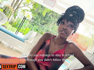 Skinny ebony teen takes a rough doggystyle fuck