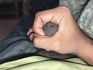 Indian guy playing with his Huge uncut Dick