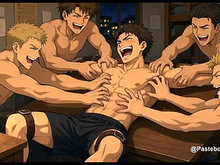 The Bully Gets His Turn - Tickled On The Dorm Desk (2D Anime)