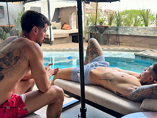 Threesome! We Put Sunscreen on My Neighbor's Whore and She Got Really Horny! -verito Aguas Y Duvan