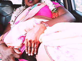 Indian Car Sex Pink Saree Bhabi Try to Fucking with Boy Friend. Telugu Firty Talks.