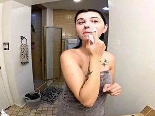 Fabulous softcore solo shower tease