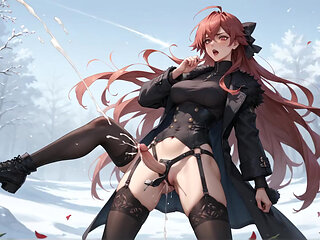 Snowy Rose & Cum-splattered Surrender: MILF's Dildo Feast in Winter