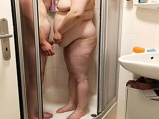 Hot shower moment, I soap her whole body