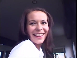 Sexy Brunette Babe Plays with Her Gorgeous Pussy Until a Hot Hard Guy Whos up to Get a Blowjob.