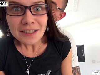 Big Tits Long-Haired Brunette Housewife Blowjob