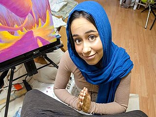 Hijab Hookup - Naughty Teen Offers Her Middle-eastern Pussy to Stepbro to Keep His Mouth Shut
