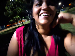 Nicoly Mattos Flashing Hairy Pussy and Big Tits in Square