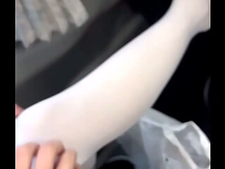       White stocking bus outdoor  sexy toes feet