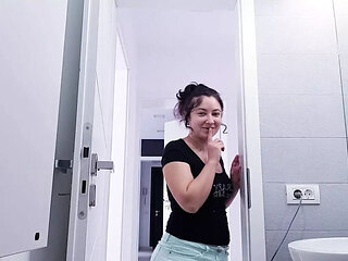 NayanTeen sweet girl plays with her tight pussy and begs for dick