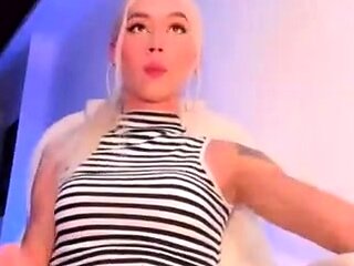 Big Tits Tranny Strokes her Big Cock