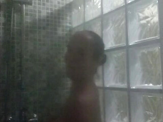 Playing in the very hot shower
