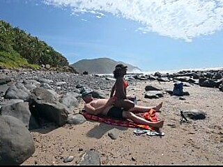 Beach milf cheats on her husband with a black stranger
