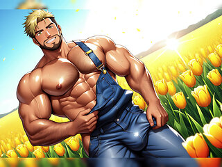 Hot Hunks Teasing Outdoors Made with Ai