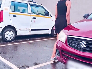 Stranger Car Tyre Squirt, Road Side Pussy Finger and Squirt and Ass Spank