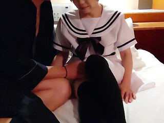 Amateur White Sailor Suit Cutie's Pussy Gets Treated to an Amazing